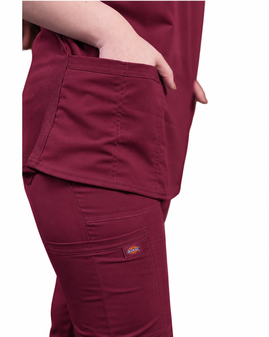Balance by Dickies Women's V-Neck Rib Knit Panel Solid Scrub