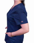 Balance by Dickies Women's V-Neck Rib Knit Panel Solid Scrub