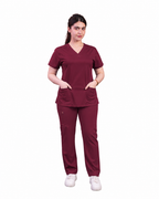Balance by Dickies Women's V-Neck Rib Knit Panel Solid Scrub