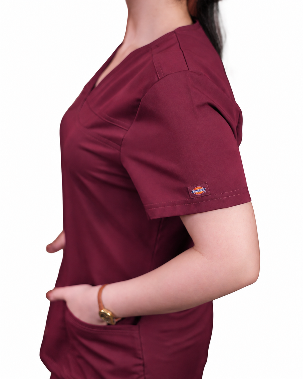 Balance by Dickies Women's V-Neck Rib Knit Panel Solid Scrub