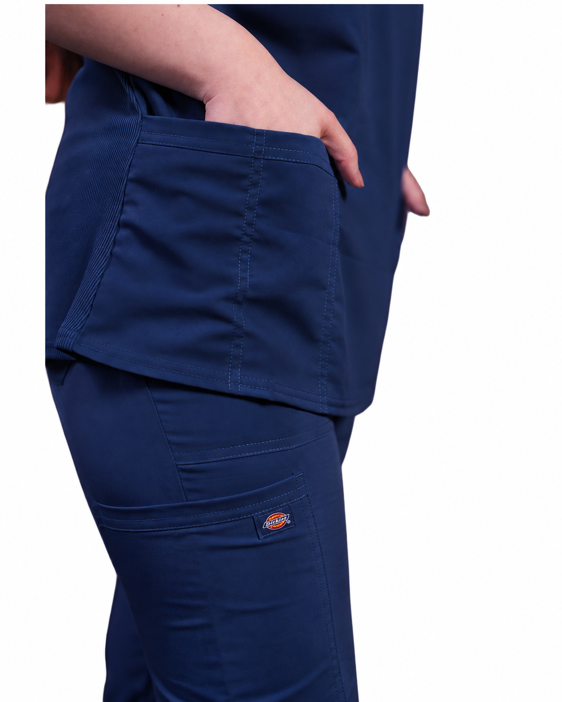 Balance by Dickies Women's V-Neck Rib Knit Panel Solid Scrub