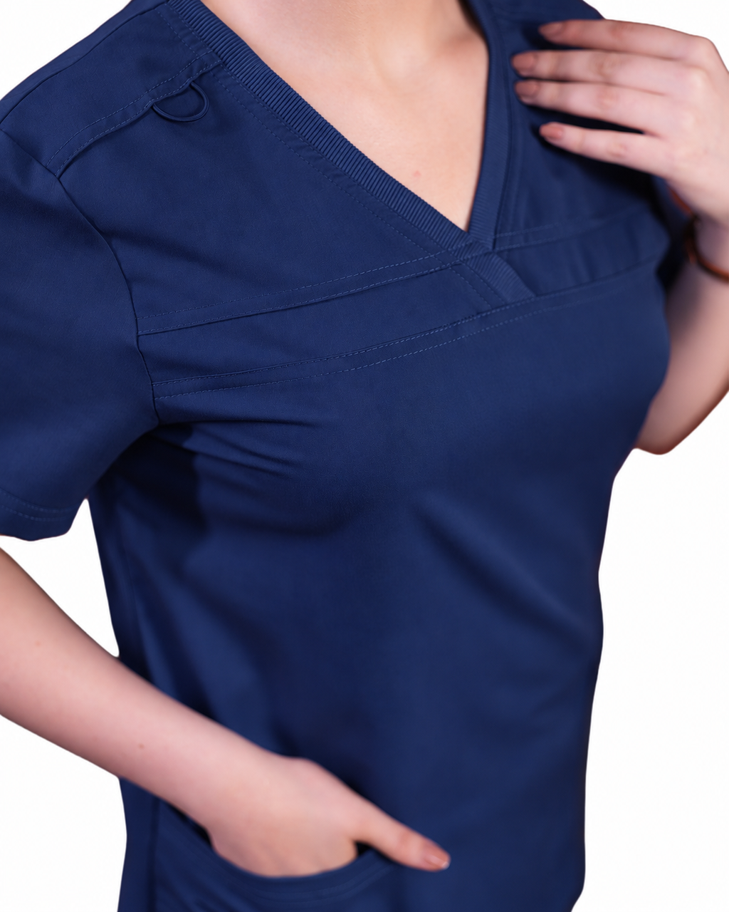 Balance by Dickies Women's V-Neck Rib Knit Panel Solid Scrub