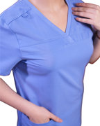 Balance by Dickies Women's V-Neck Rib Knit Panel Solid Scrub