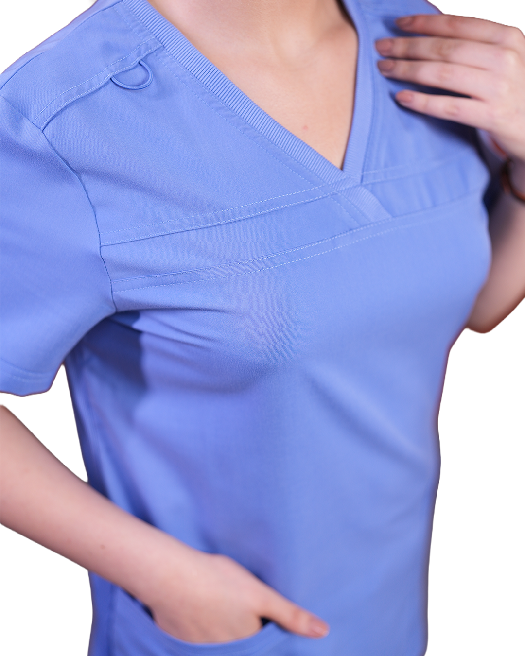 Balance by Dickies Women's V-Neck Rib Knit Panel Solid Scrub