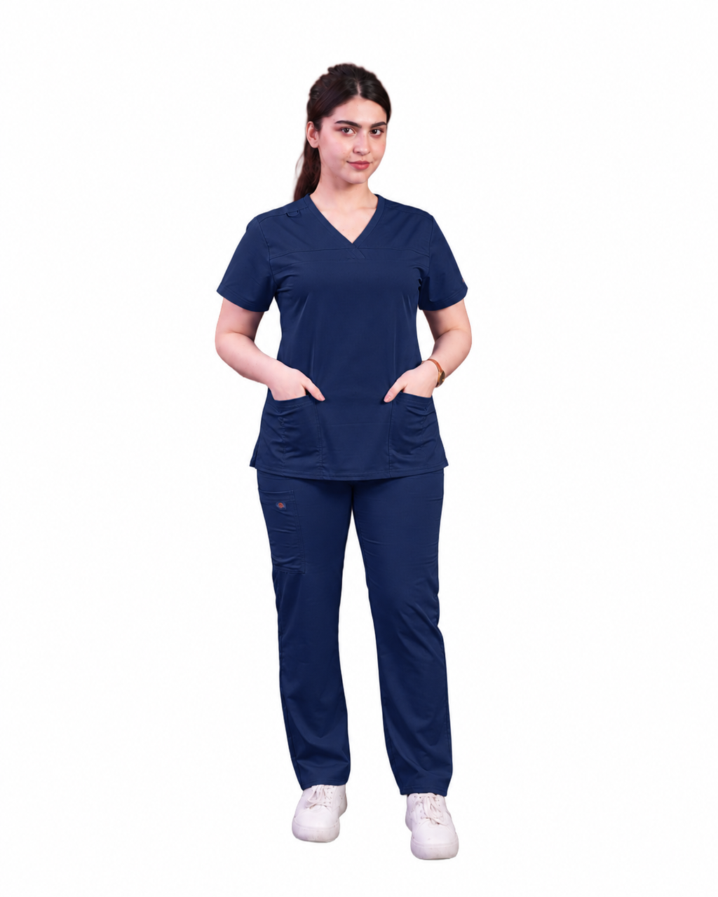 Balance by Dickies Women's V-Neck Rib Knit Panel Solid Scrub